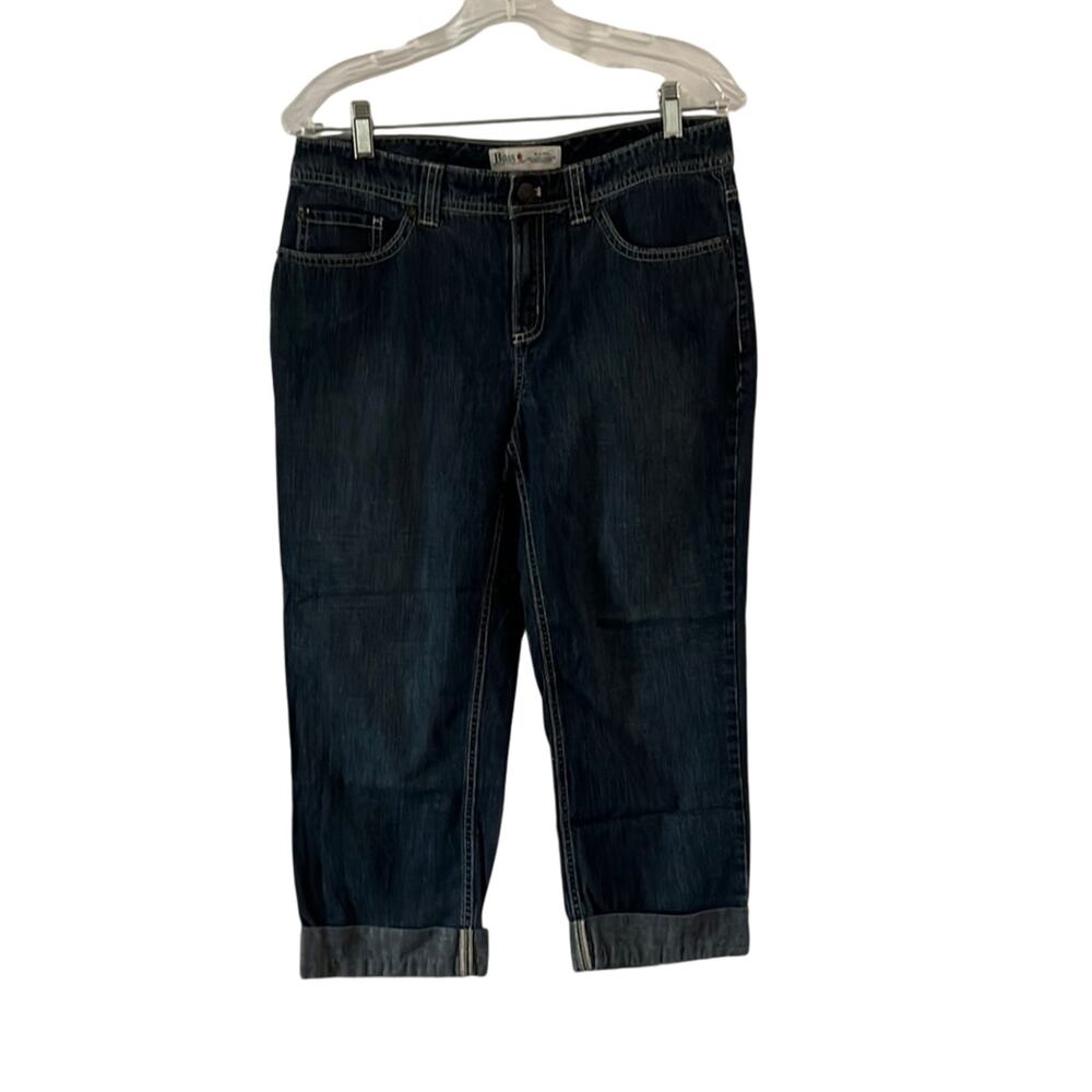 Bass Blue Denim Cropped Jeans Woman Size 8 Capris Cuffs